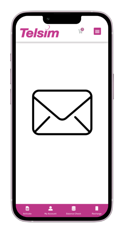 A view of an Email icon for Telsim's eSIM Australia on a mobile screen